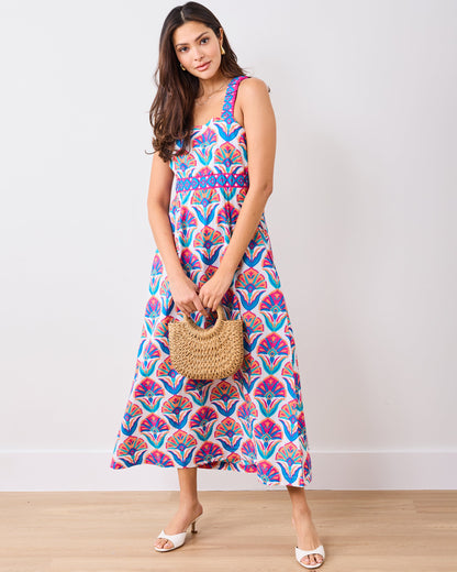 Geo Floral - Coastal Dress - Fuschia Cloud