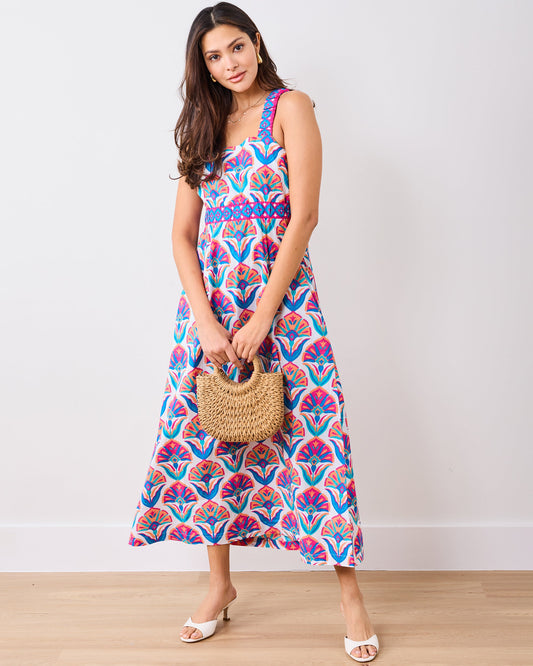 Geo Floral - Coastal Dress - Fuschia Cloud