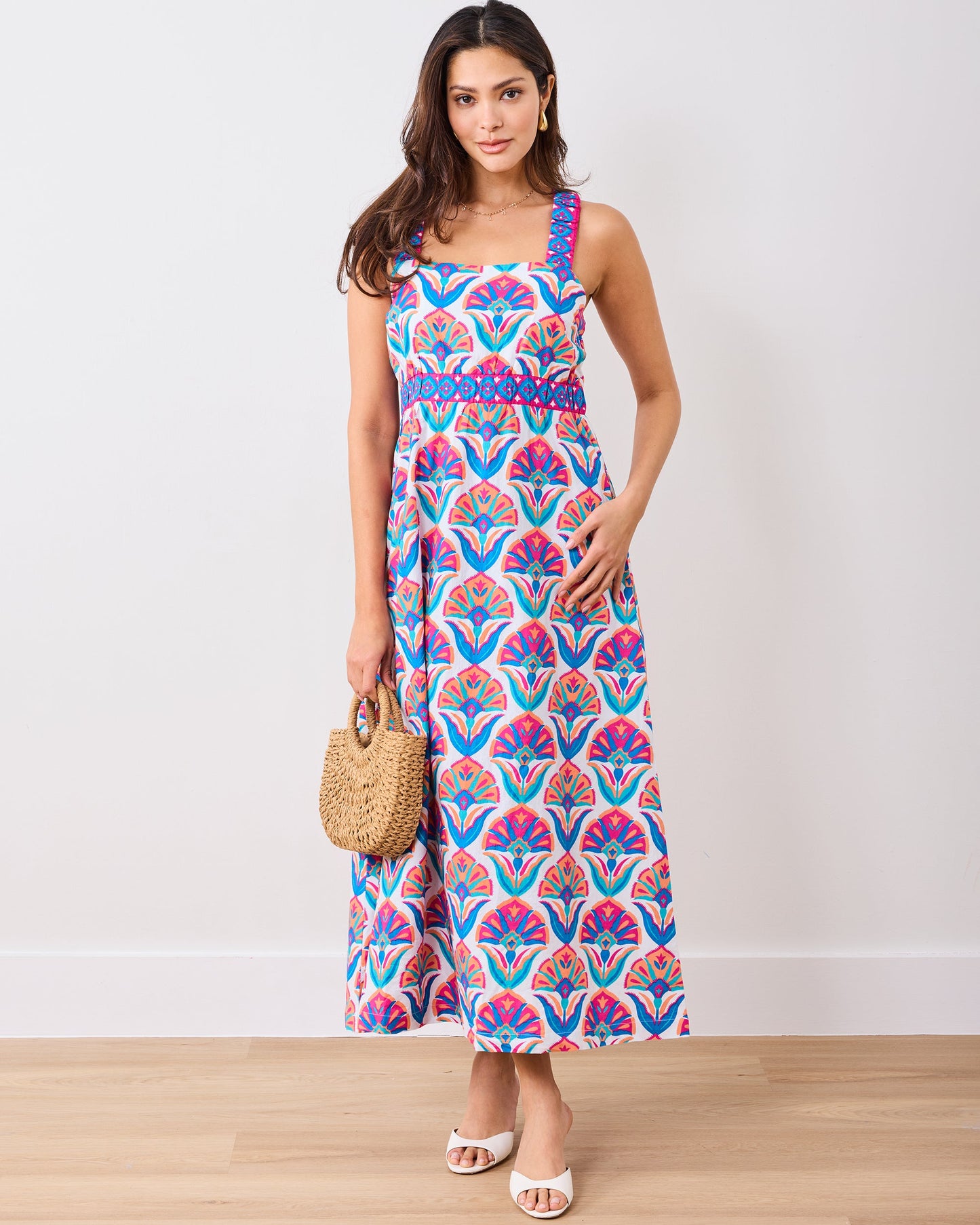 Geo Floral - Coastal Dress - Fuschia Cloud