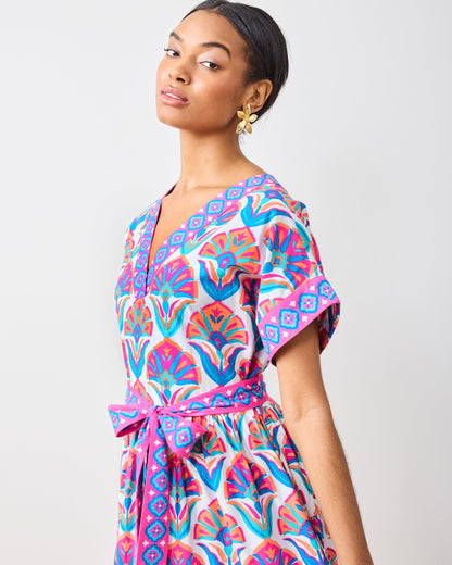 Geo Floral - Harbour Dress - Fuschia Cloud