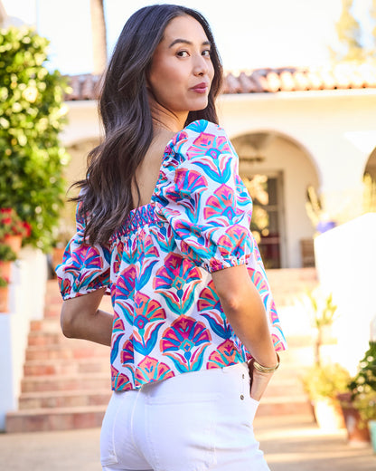 Geo Floral - Margot Blouse - Fuschia Cloud