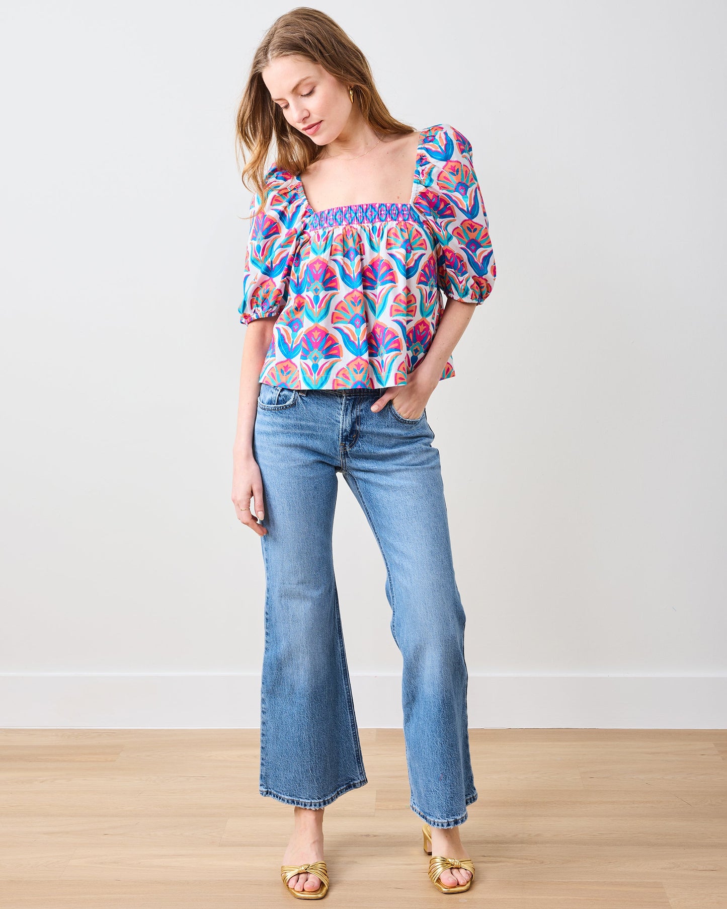 Geo Floral - Margot Blouse - Fuschia Cloud
