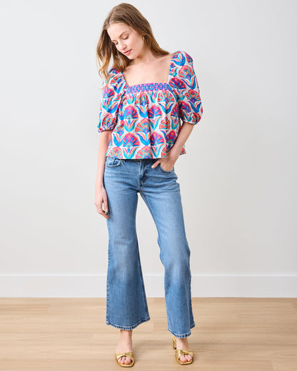 Geo Floral - Margot Blouse - Fuschia Cloud