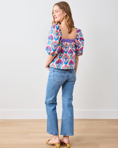 Geo Floral - Margot Blouse - Fuschia Cloud