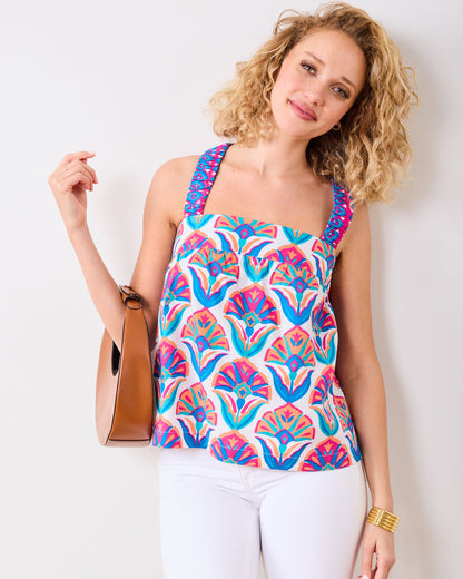 Geo Floral - Mila Top - Fuschia Cloud