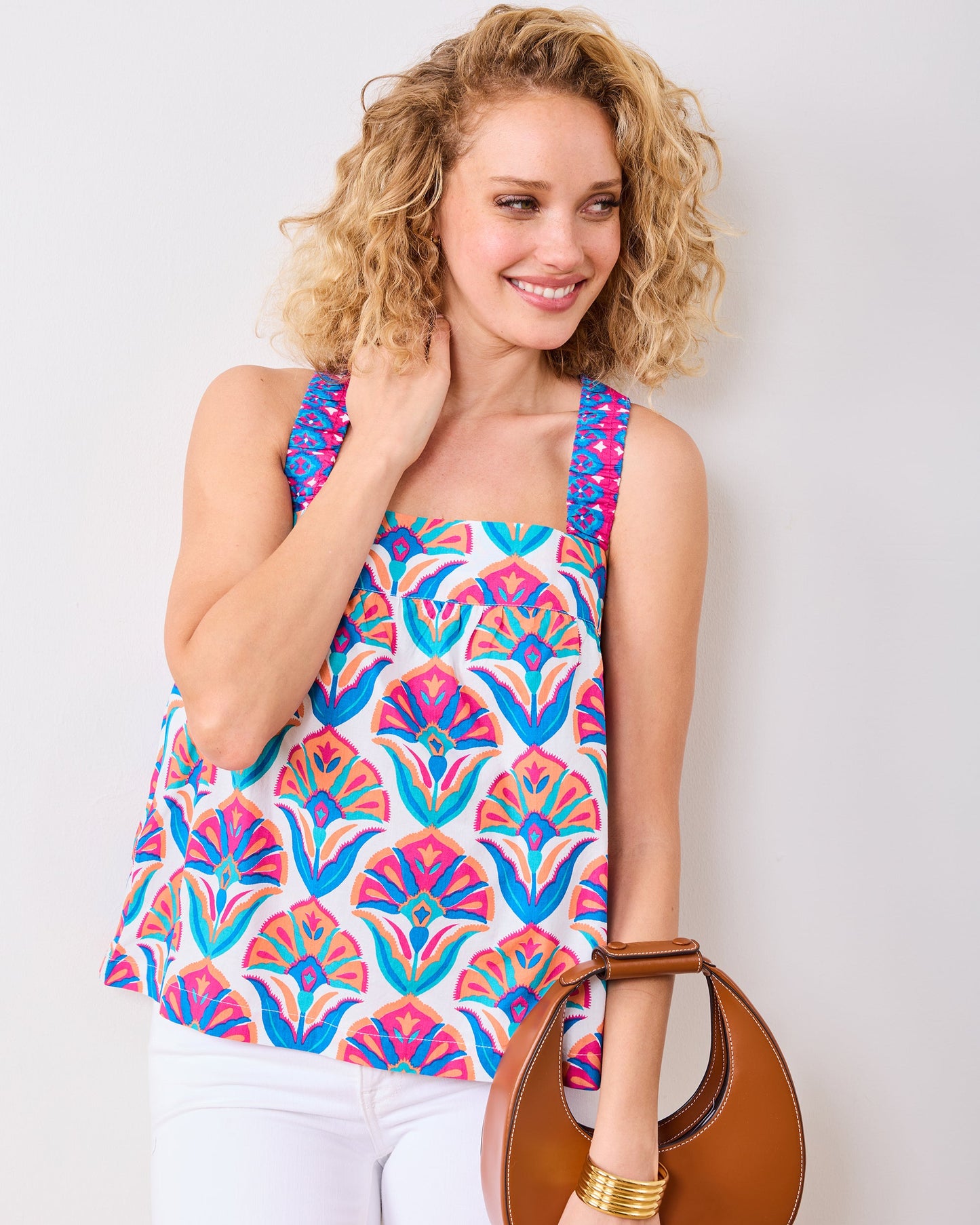 Geo Floral - Mila Top - Fuschia Cloud