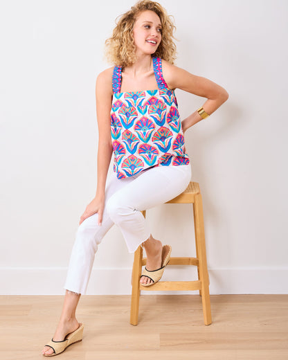 Geo Floral - Mila Top - Fuschia Cloud