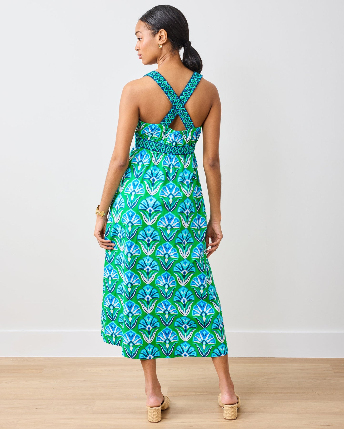 Geo Floral - Coastal Dress - Green Juice