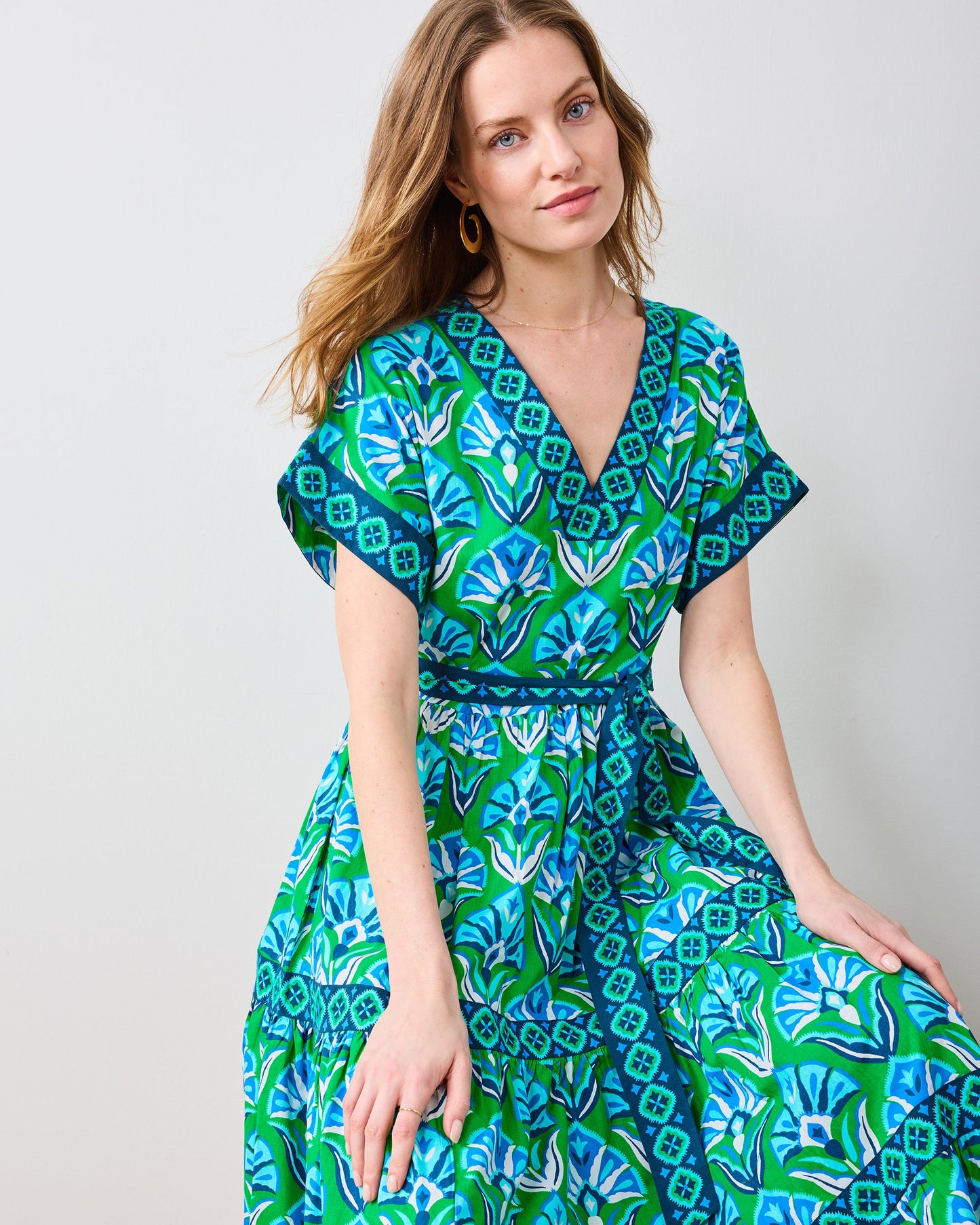 Geo Floral - Harbour Dress - Green Juice