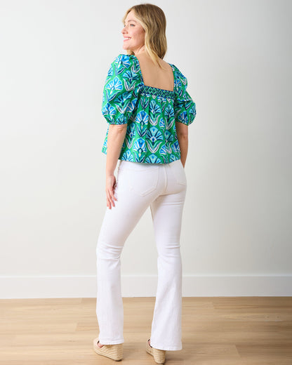 Geo Floral - Margot Blouse - Green Juice