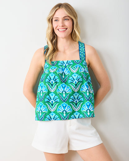 Geo Floral - Mila Top - Green Juice