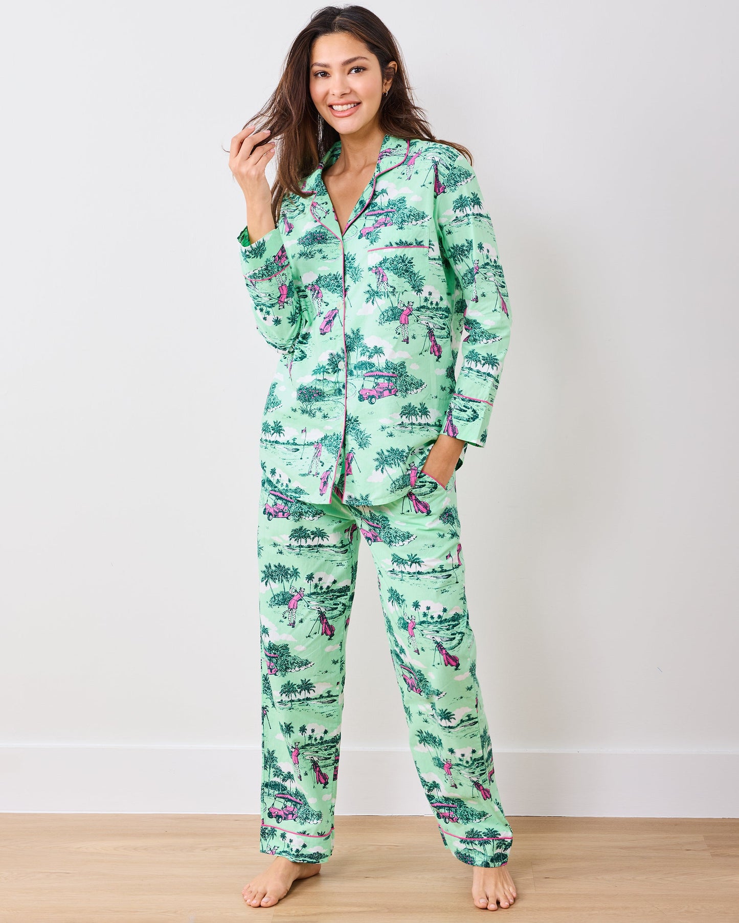 Golf Toile - Long PJ Set - Putting Green