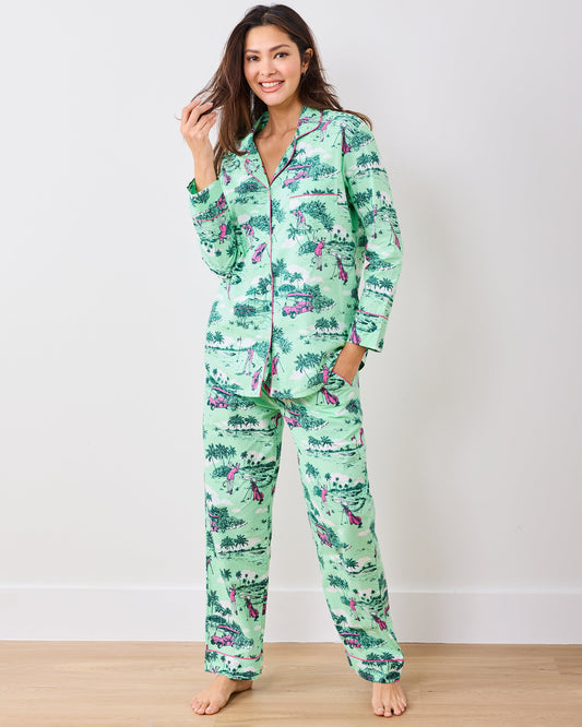 Golf Toile - Petite Long PJ Set - Putting Green