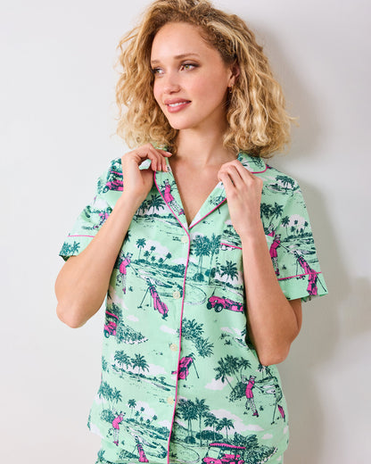 Golf Toile - Petite Short PJ Set - Putting Green