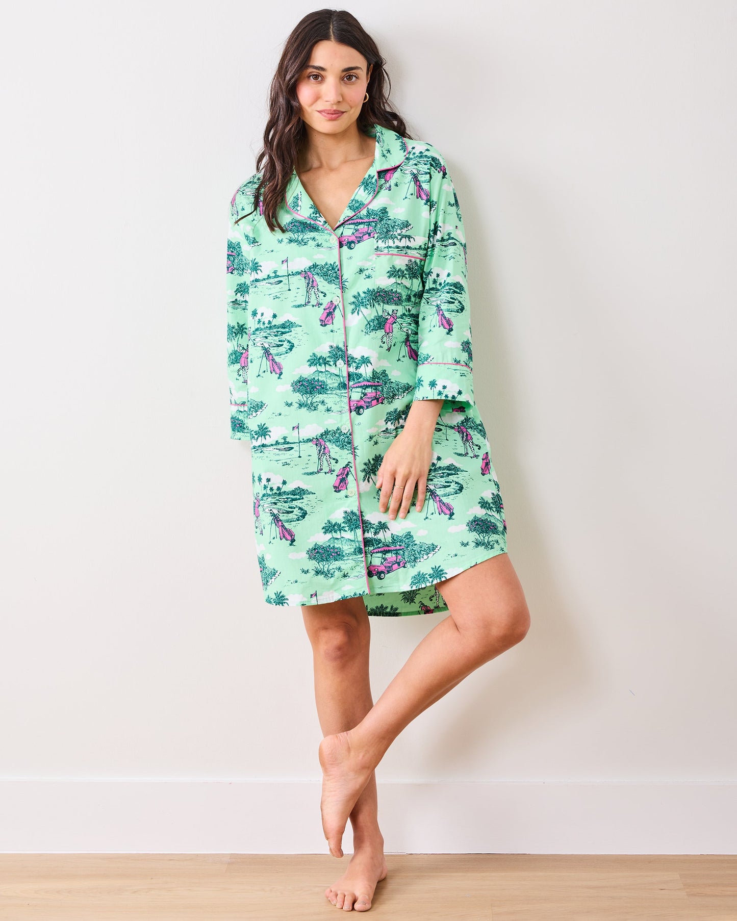 Golf Toile - Sleep Shirt - Putting Green