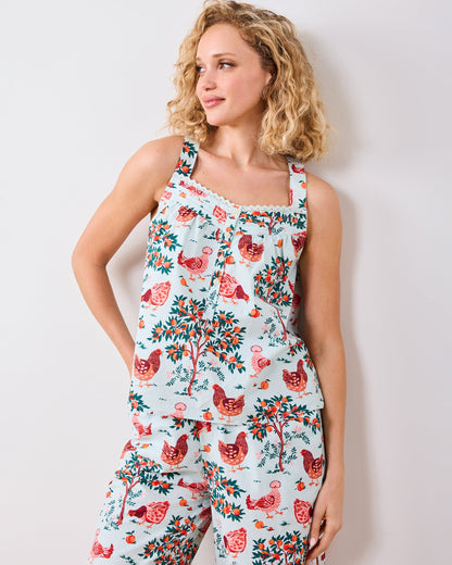 Hen House - Back to Bed Cropped Pant Set - Soft Blue