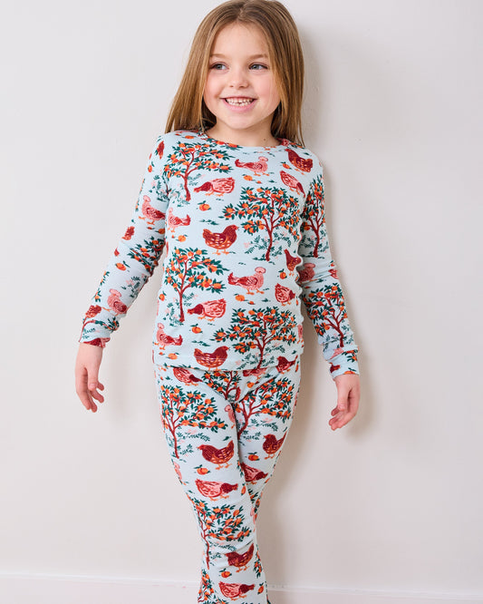 Hen House - Kids PJ Set - Soft Blue