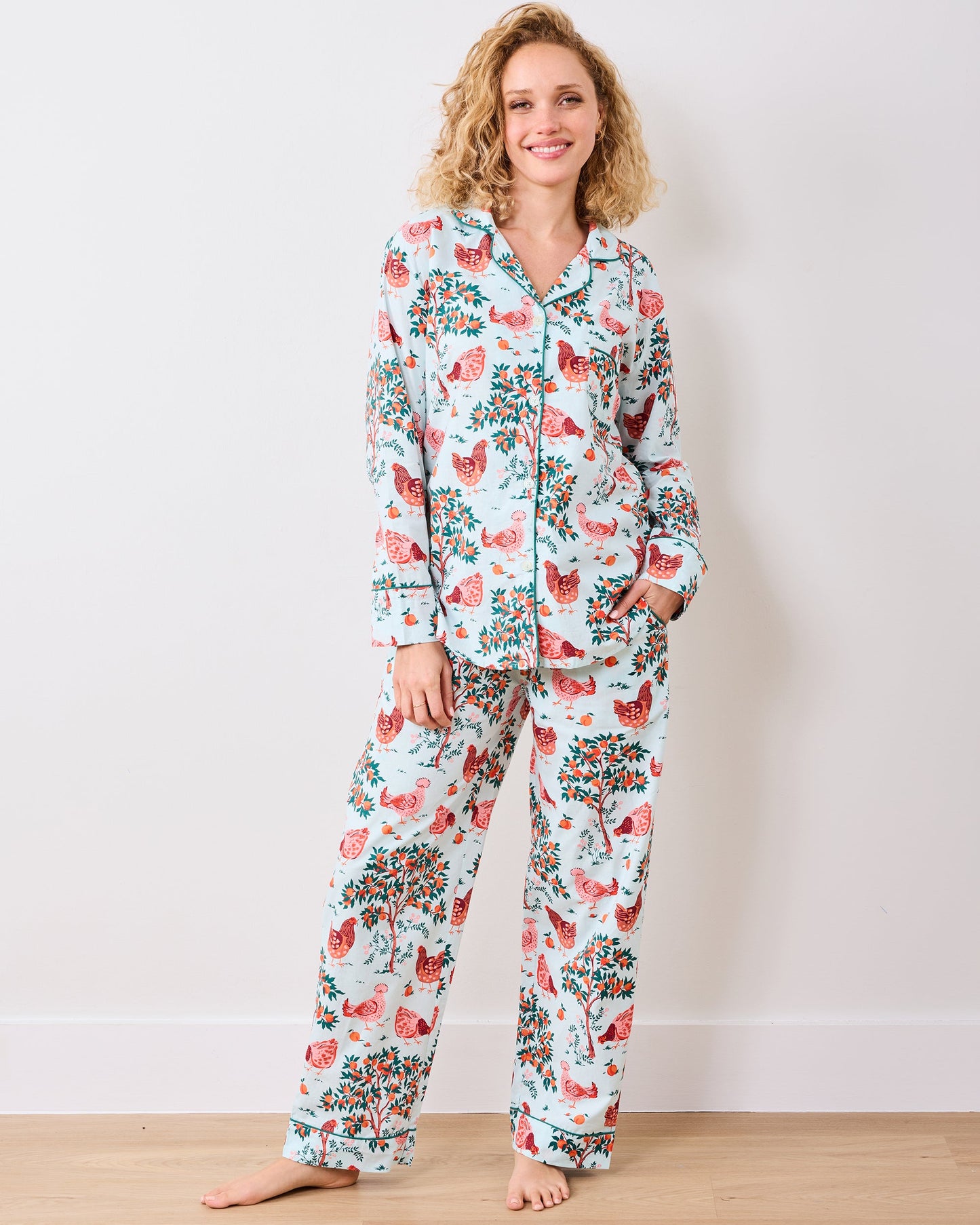 Hen House - Tall Long PJ Set - Soft Blue