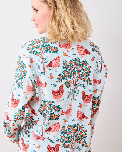 Hen House - Petite Long PJ Set - Soft Blue