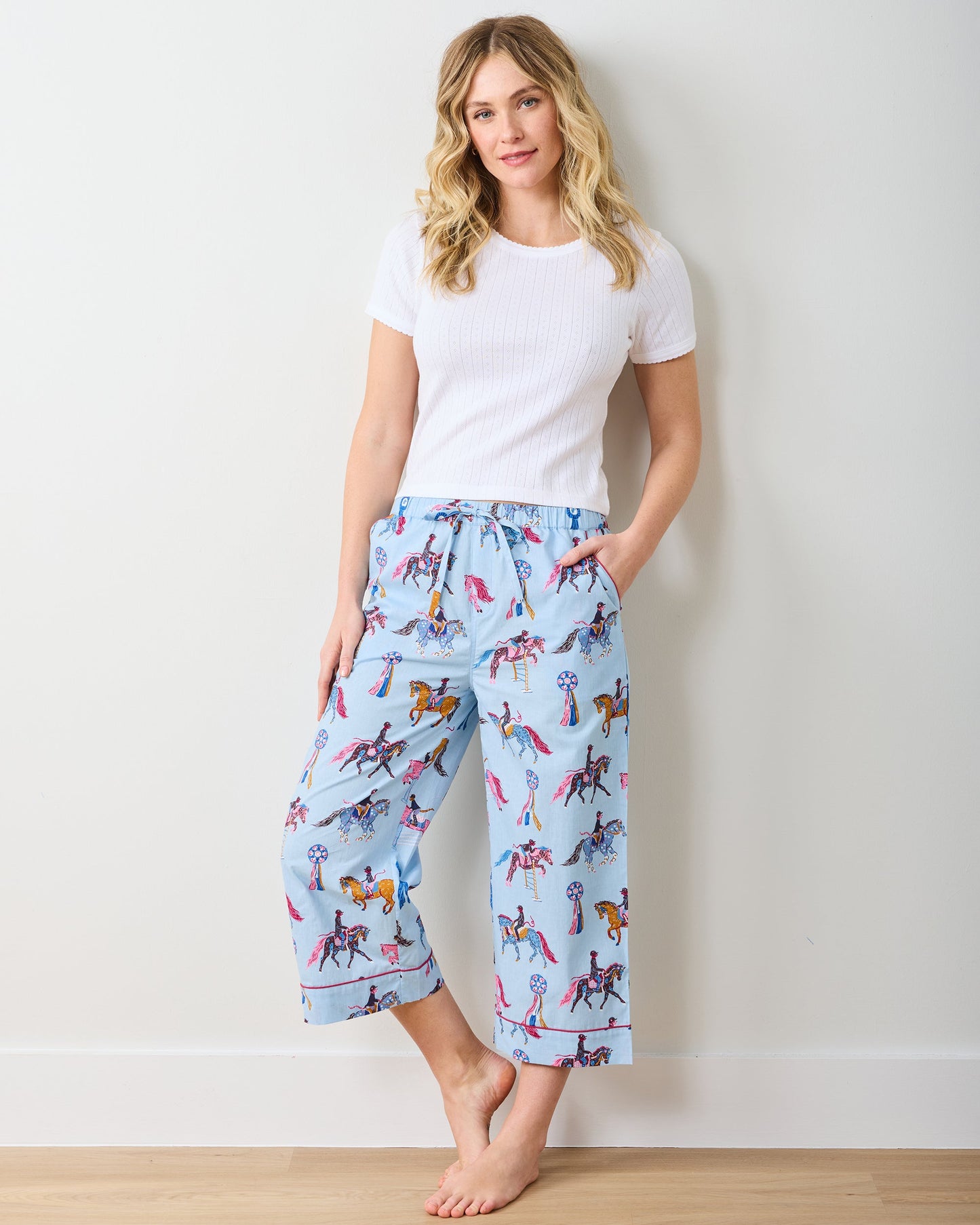 Horse Show - Cropped PJ Pants - Blue Ribbon