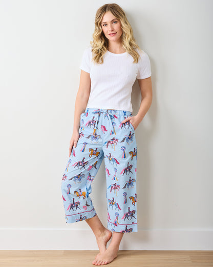 Horse Show - Cropped PJ Pants - Blue Ribbon