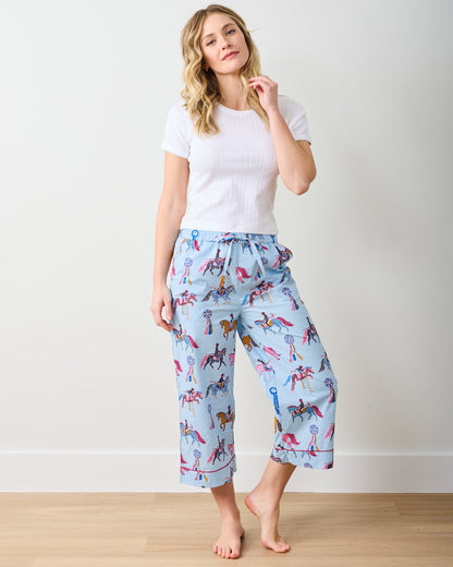 Horse Show - Cropped PJ Pants - Blue Ribbon