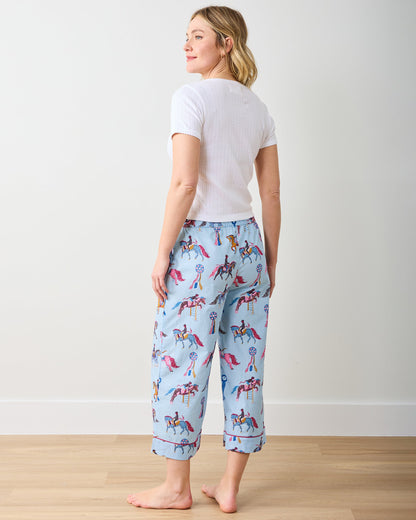 Horse Show - Cropped PJ Pants - Blue Ribbon