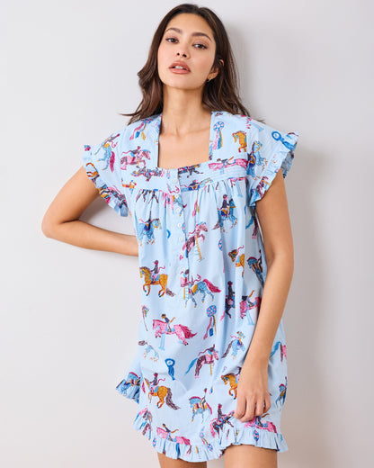 Horse Show - Pintuck Nightgown - Blue Ribbon