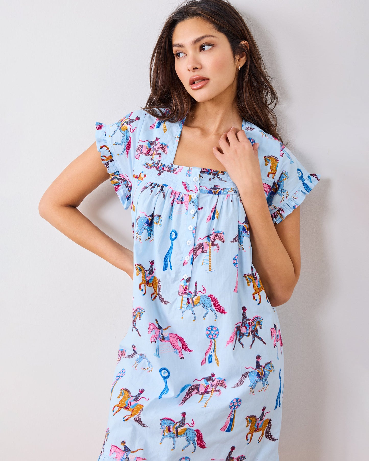 Horse Show - Pintuck Nightgown - Blue Ribbon