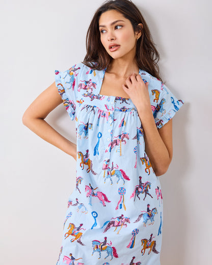 Horse Show - Pintuck Nightgown - Blue Ribbon