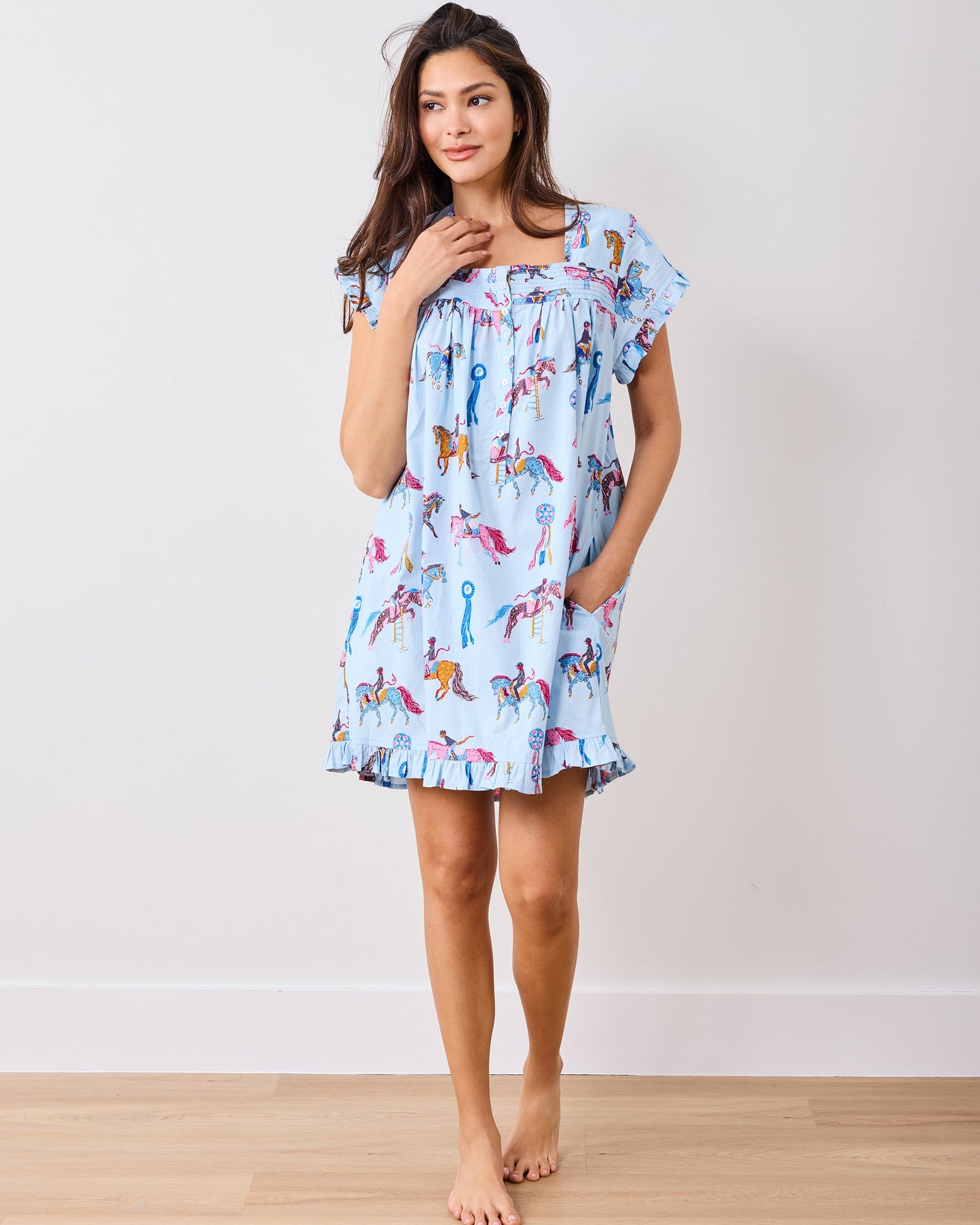 Horse Show - Pintuck Nightgown - Blue Ribbon