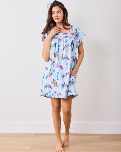 Horse Show - Pintuck Nightgown - Blue Ribbon