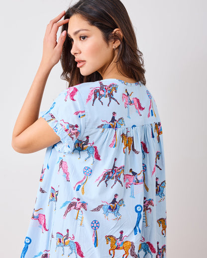 Horse Show - Pintuck Nightgown - Blue Ribbon