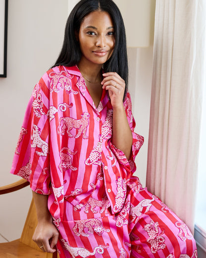 Leopard Stripes - Eco Satin Wildest Dreams Set - Pink Cabana