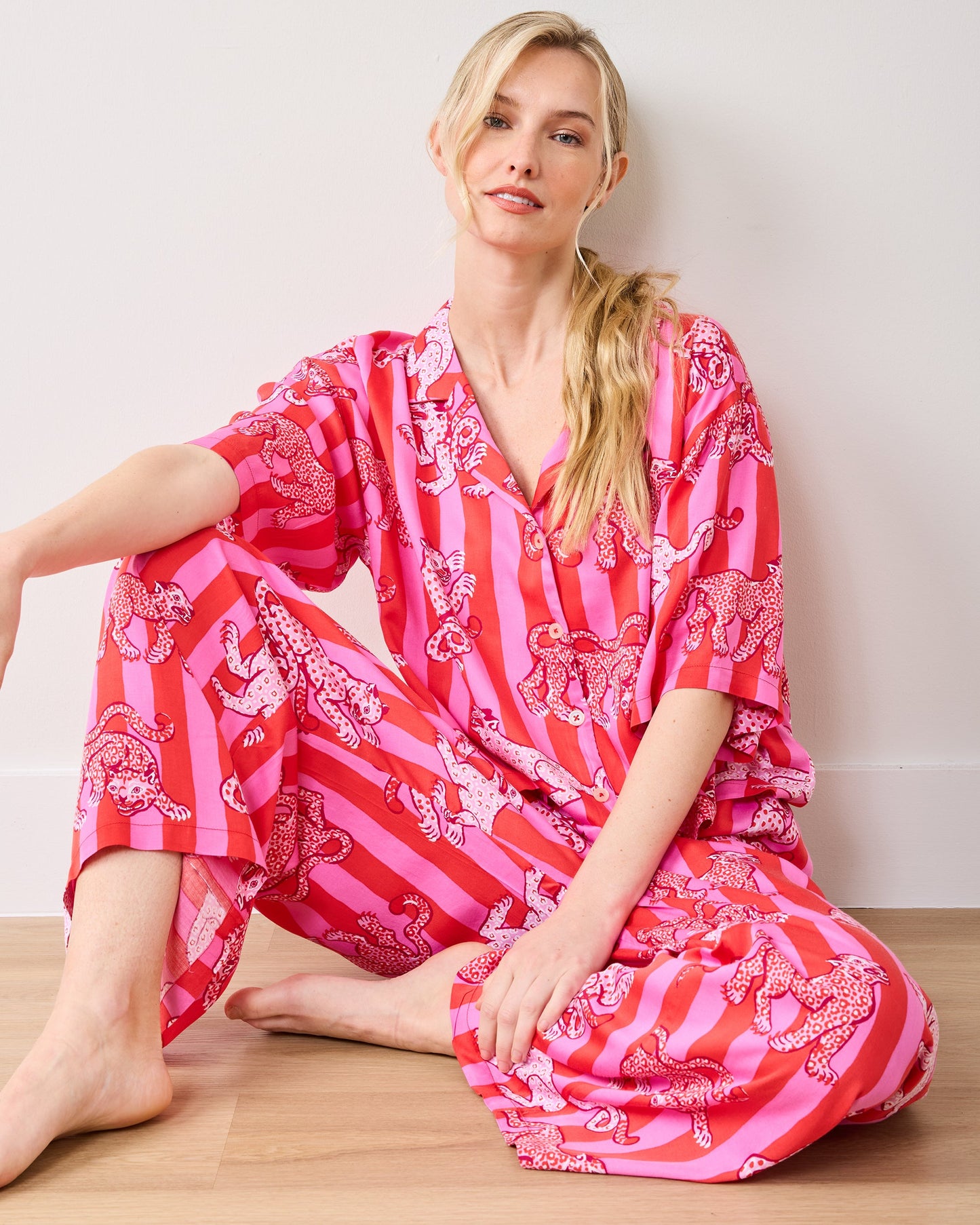 Leopard Stripes - Petite Eco Satin Wildest Dreams Set - Pink Cabana