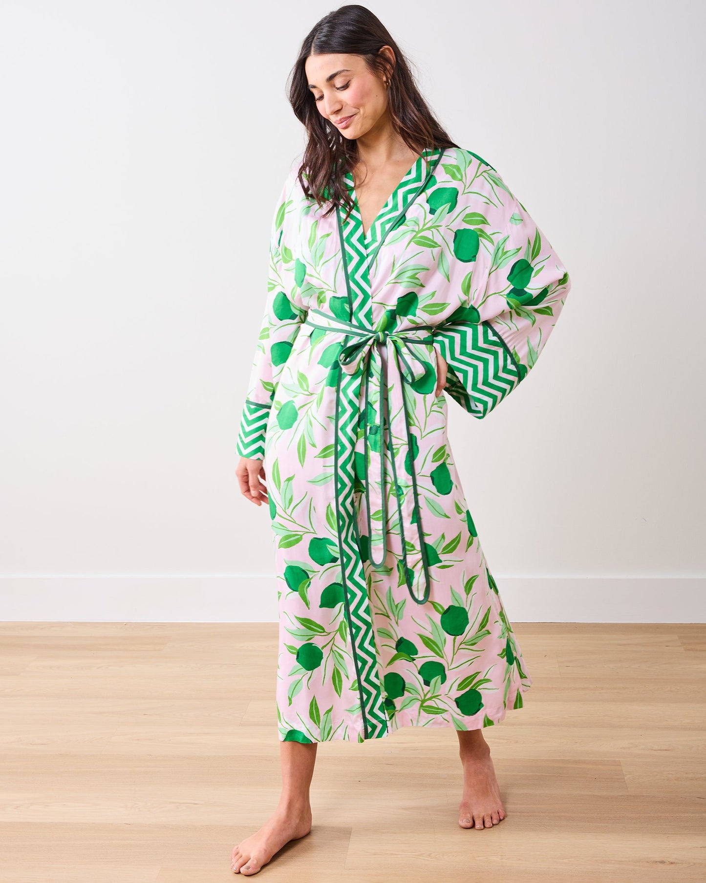 Lime Zest - Eco Satin Robe - Pink Salt