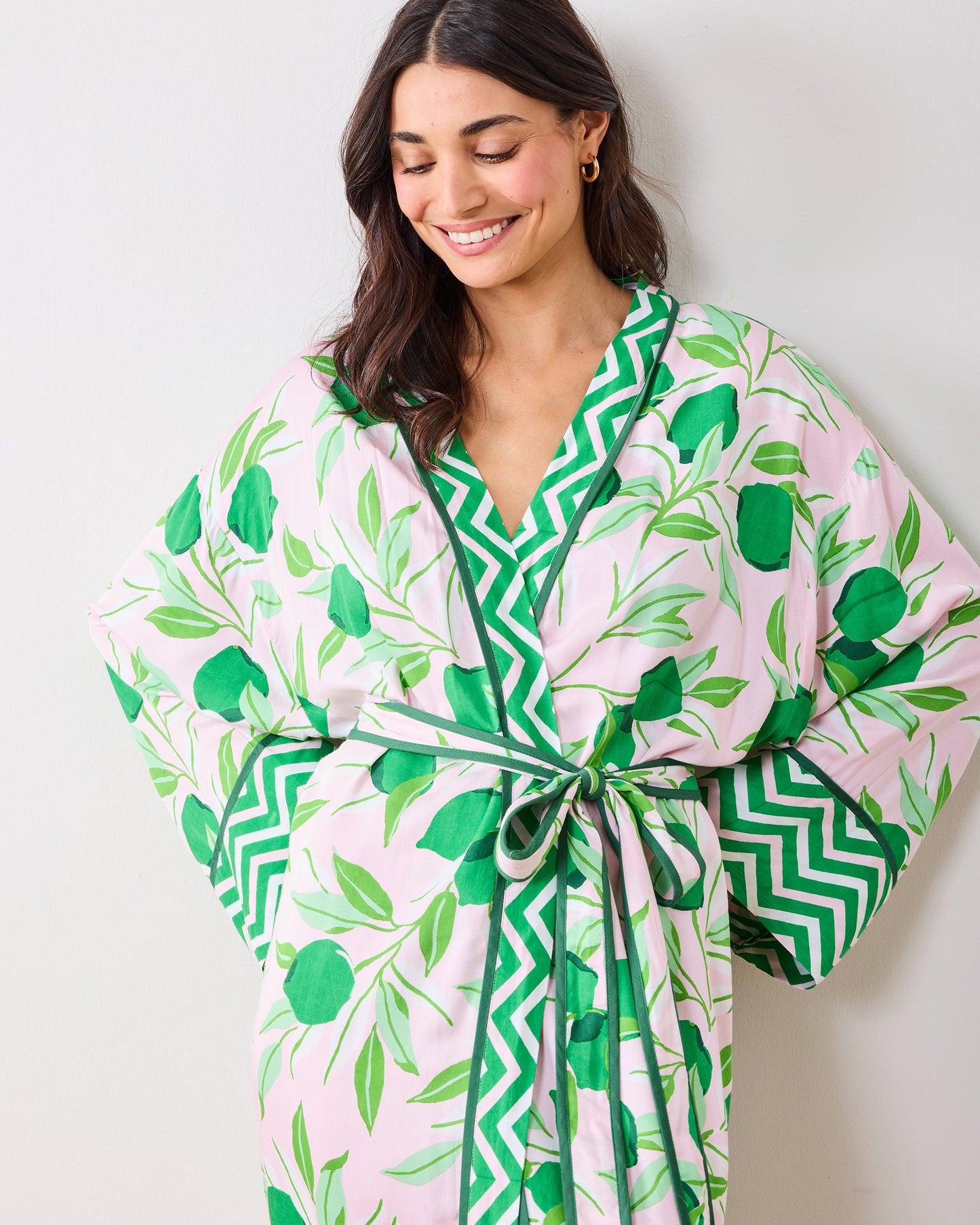 Lime Zest - Eco Satin Robe - Pink Salt