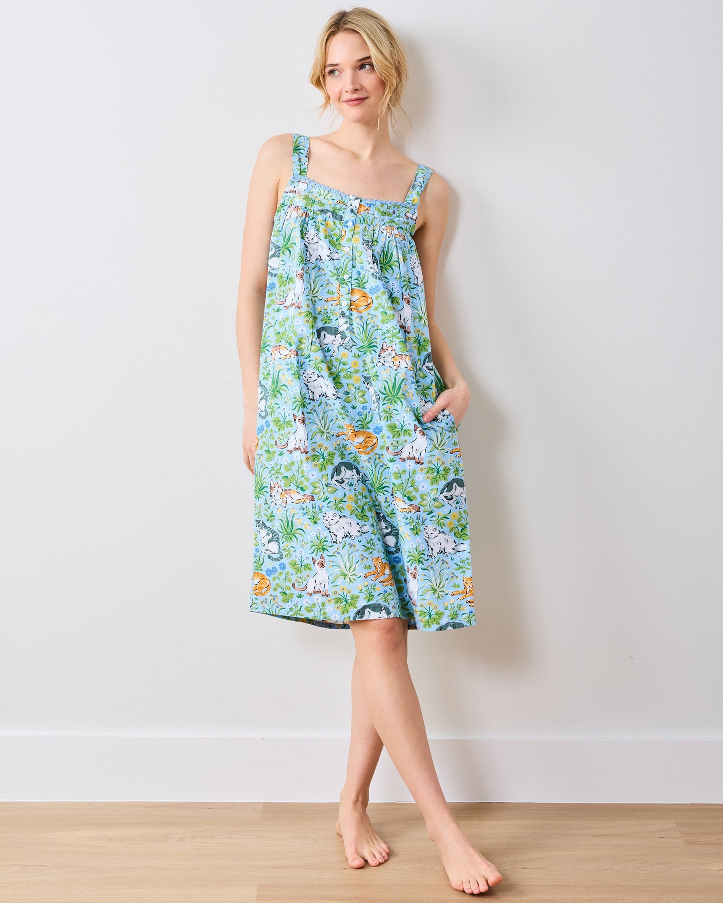 Must Love Cats - Back To Bed Nightgown - Cornflower