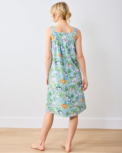 Must Love Cats - Back To Bed Nightgown - Cornflower