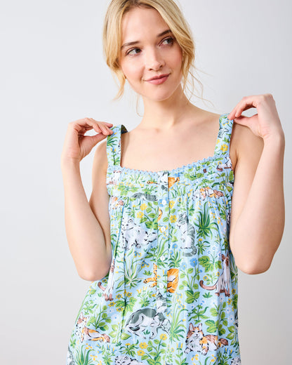 Must Love Cats - Back To Bed Nightgown - Cornflower