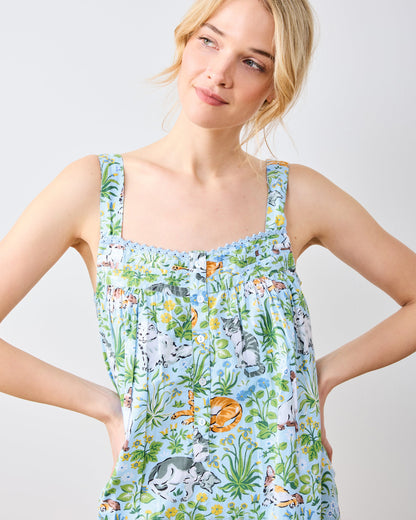Must Love Cats - Back To Bed Nightgown - Cornflower