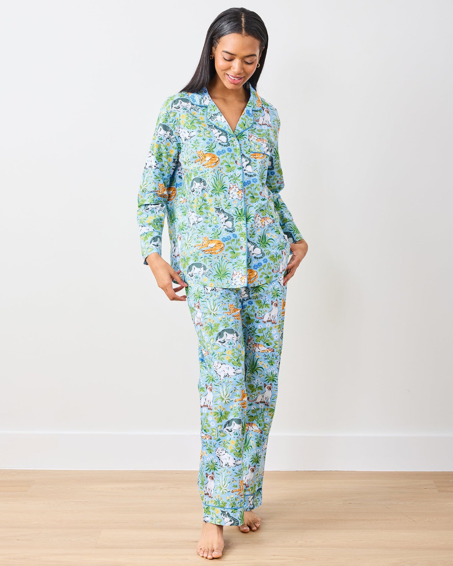 Must Love Cats - Tall Long PJ Set - Cornflower