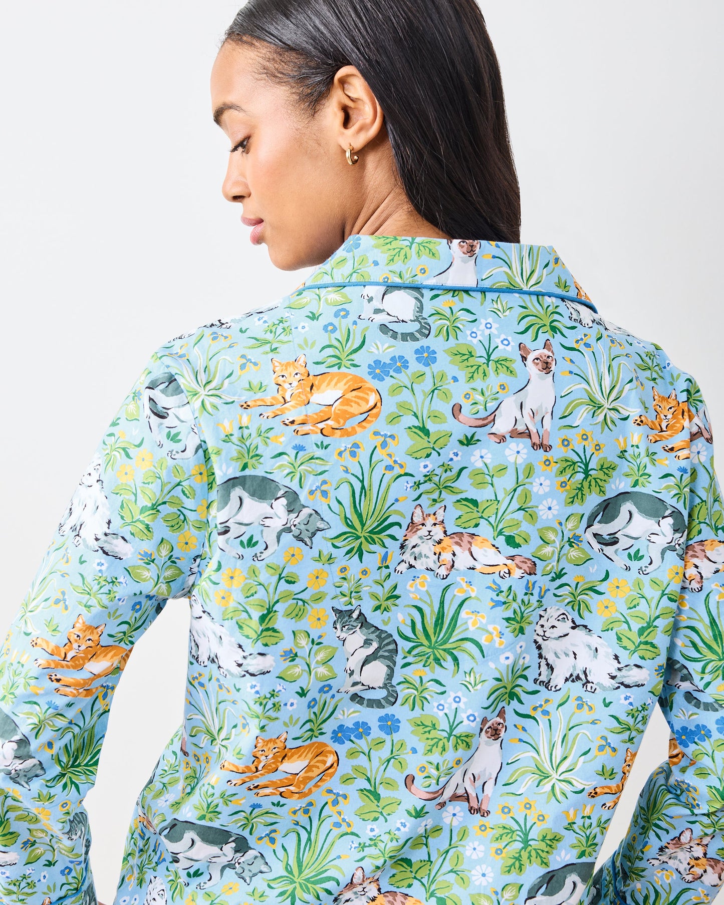 Must Love Cats - Tall Long PJ Set - Cornflower