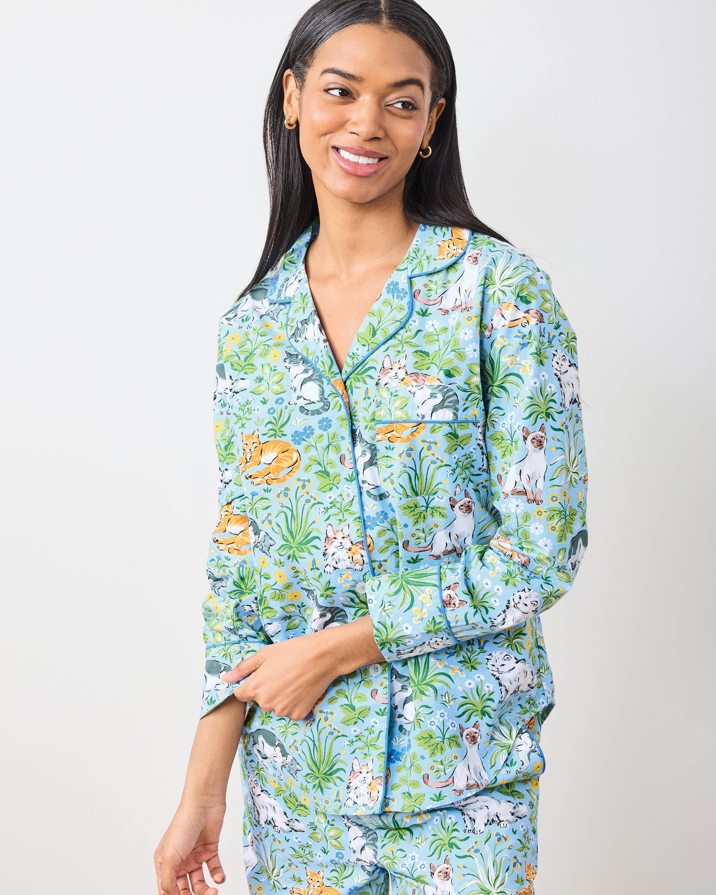 Must Love Cats - Tall Long PJ Set - Cornflower