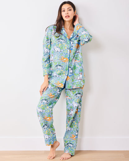 Must Love Cats - Long PJ Set  - Cornflower