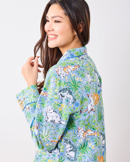 Must Love Cats - Long PJ Set  - Cornflower
