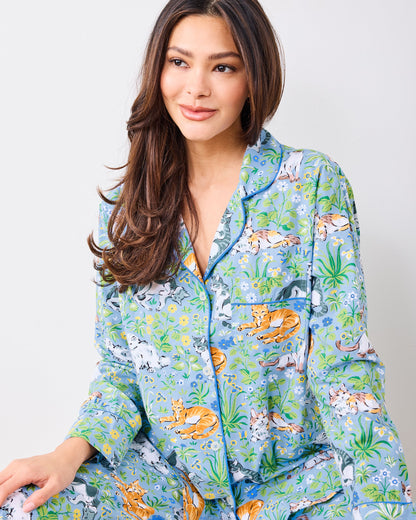 Must Love Cats - Long PJ Set  - Cornflower