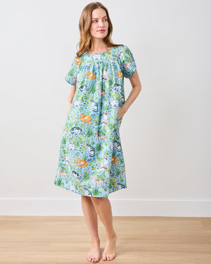 Must Love Cats - Retro Dreams Nightgown - Cornflower