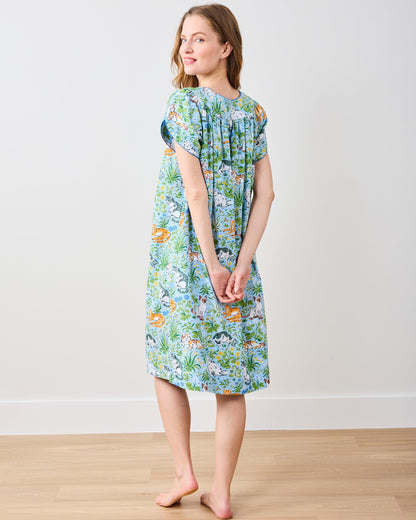 Must Love Cats - Retro Dreams Nightgown - Cornflower