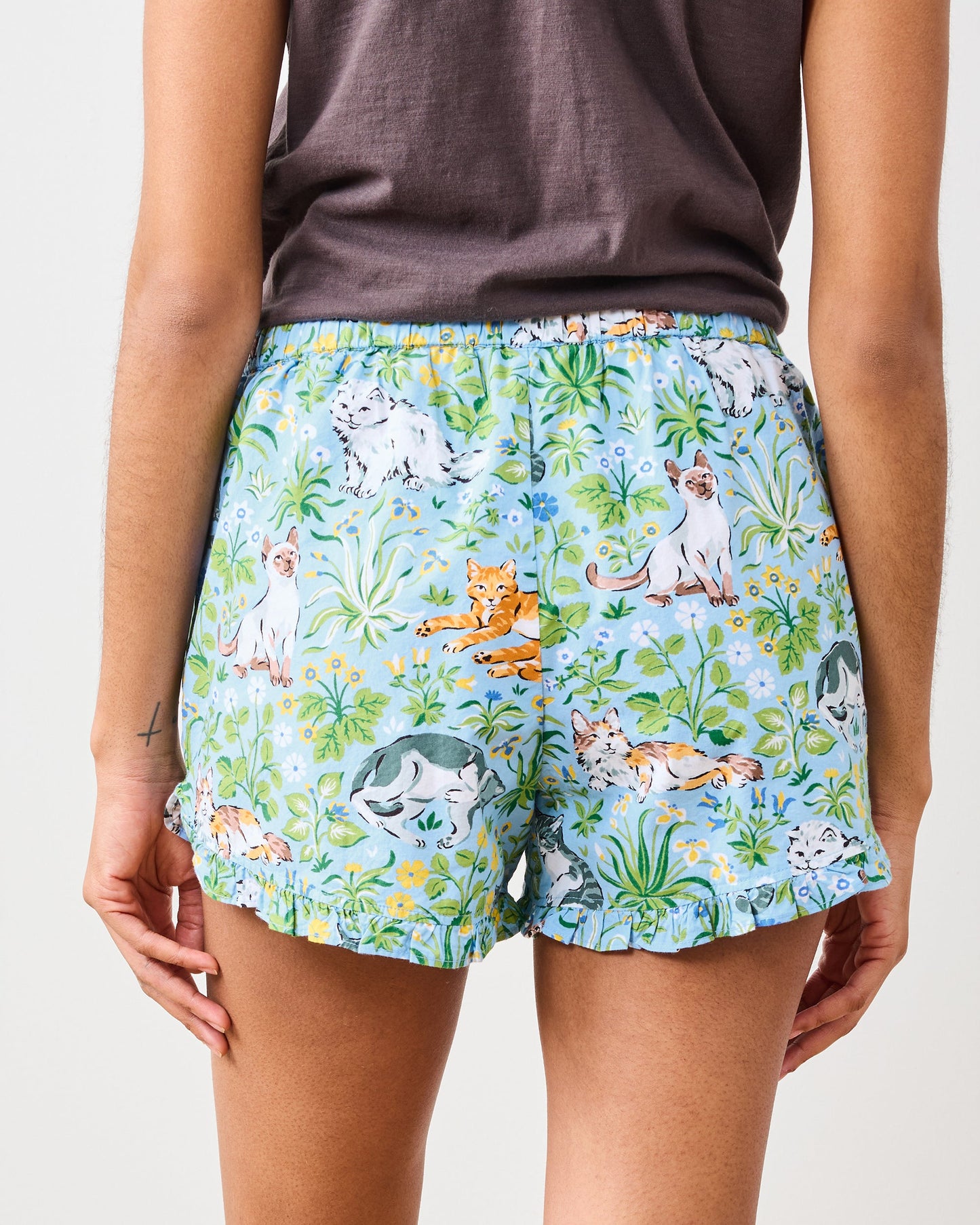 Must Love Cats - Ruffle Shorts - Cornflower